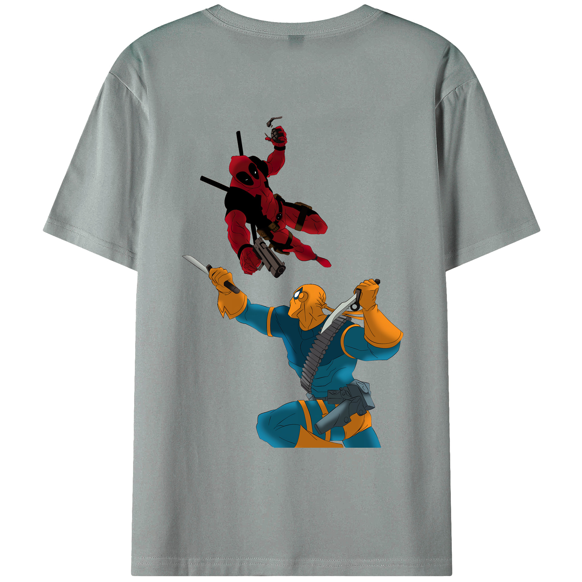 （画像用） Deadpool デッドプール 綿100％ メンズ半袖Tシャツ（バックプリント） 通気性